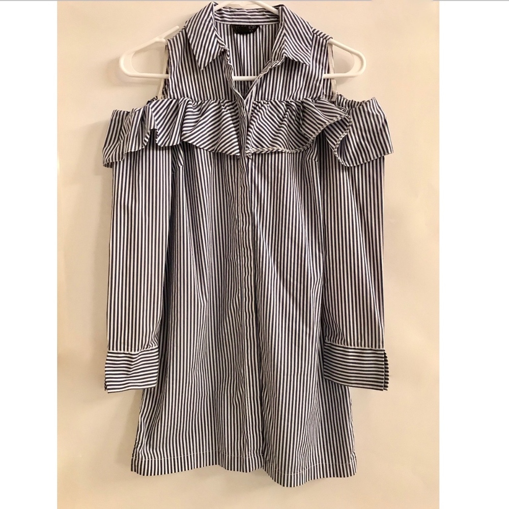 Topshop striped shoulder-less mini dress